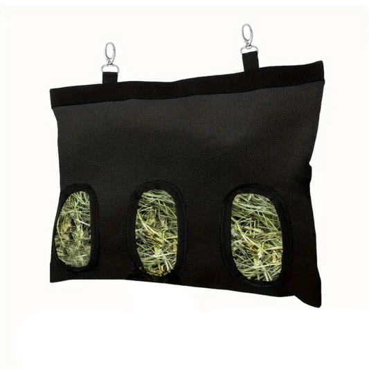 Black 3-Hole Rabbit Hay Feeder Bag