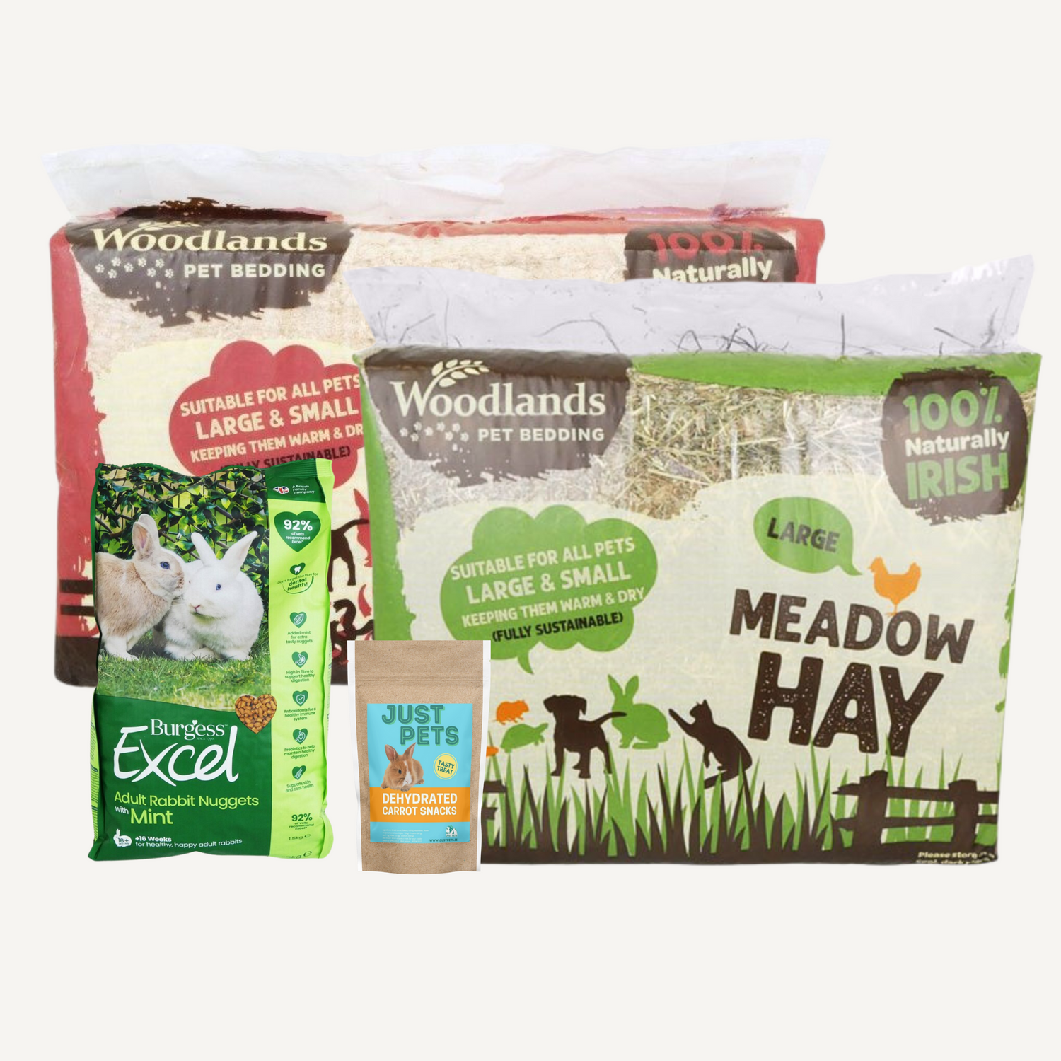 Content of the monthly rabbit essential box from Just Pets